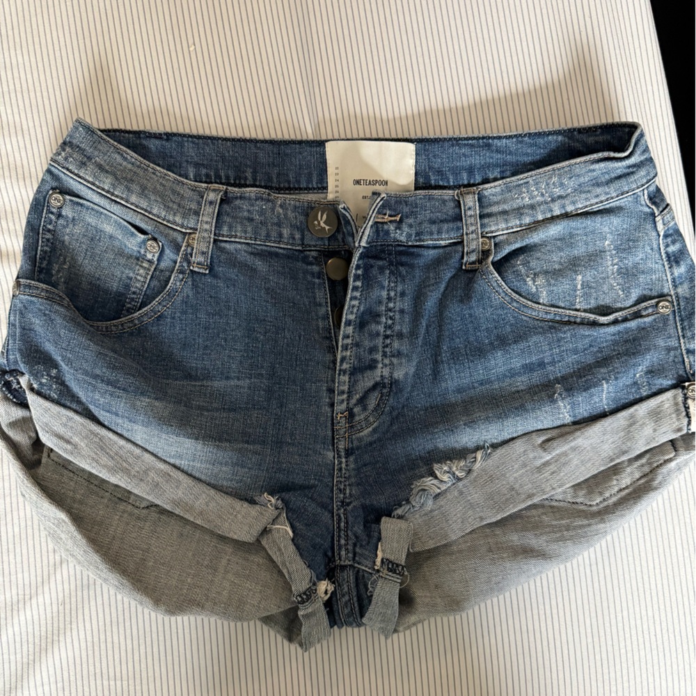 One teaspoon mid wash jean shorts